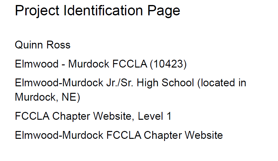 Quinn Ross Project Identification Page
