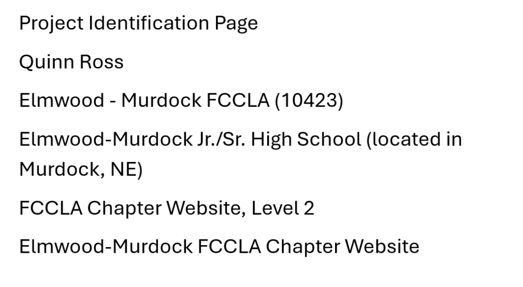 Project Identification Page 2026